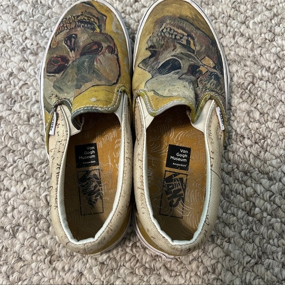 Vans Van Gogh Museum Amsterdam Slip On Shoes Skull Painting Men’s 5.5 Women’s 7 - Picture 4 of 6